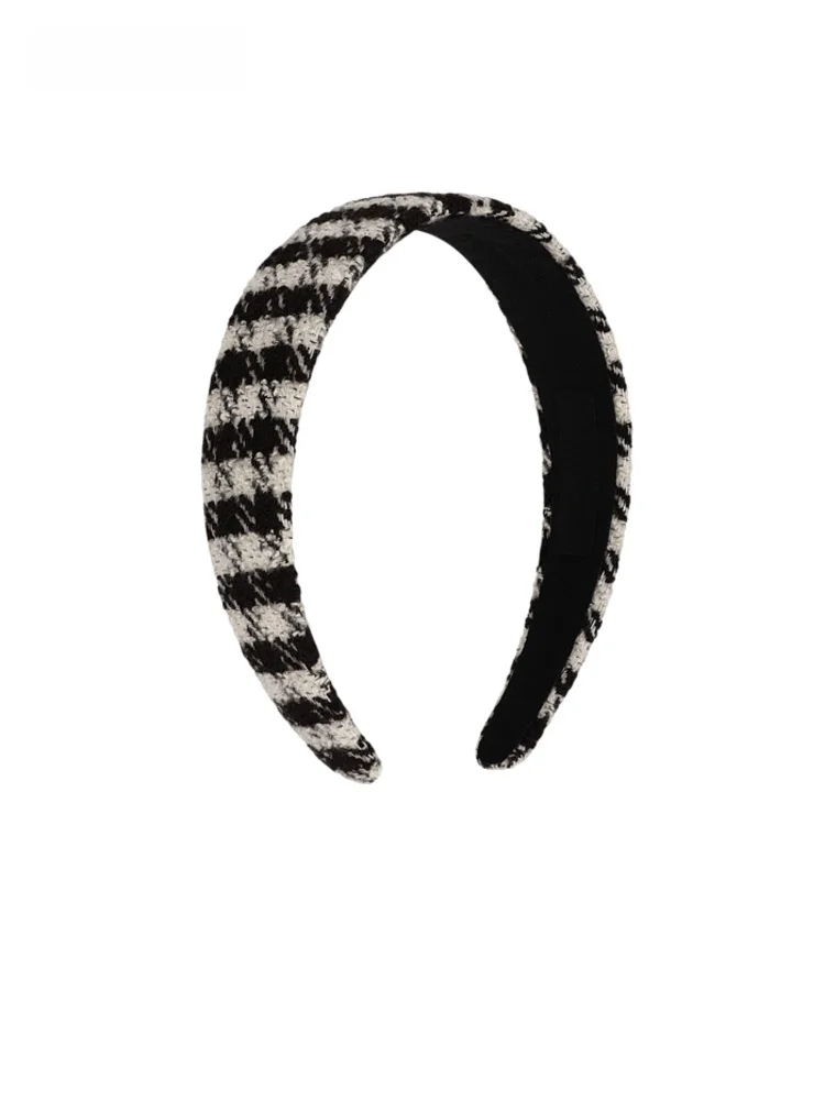 エレガントでクラシックなレトロな女性用ヘアバンド-ajidou-ファッショナブルで多用途な格子柄の詳細なヘッドバンド-ヘアアクセサリー