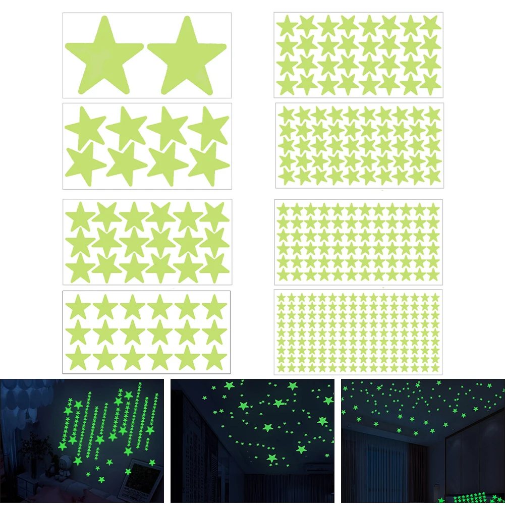Glow In The Dark 3D Stars Moon Wall Stickers Creative Luminous Stickers Door Windows Room Decorate Glow In The Dark Wallpaper