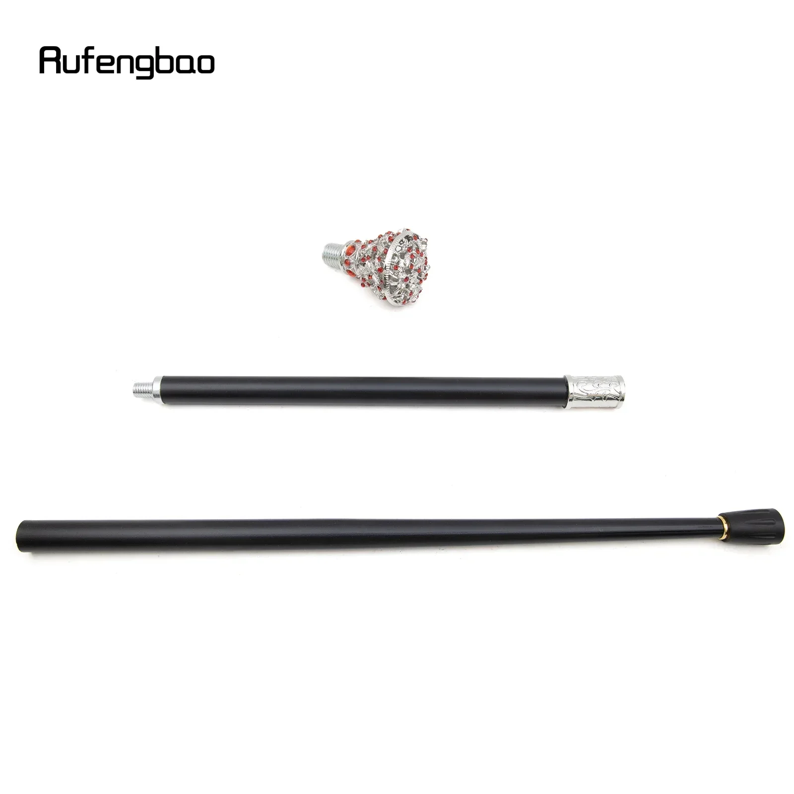 赤い人工ダイヤモンドの花が付いた白い杖、おしゃれな装飾杖、紳士らしいエレガントなコスプレ杖、クロシエ、87cm