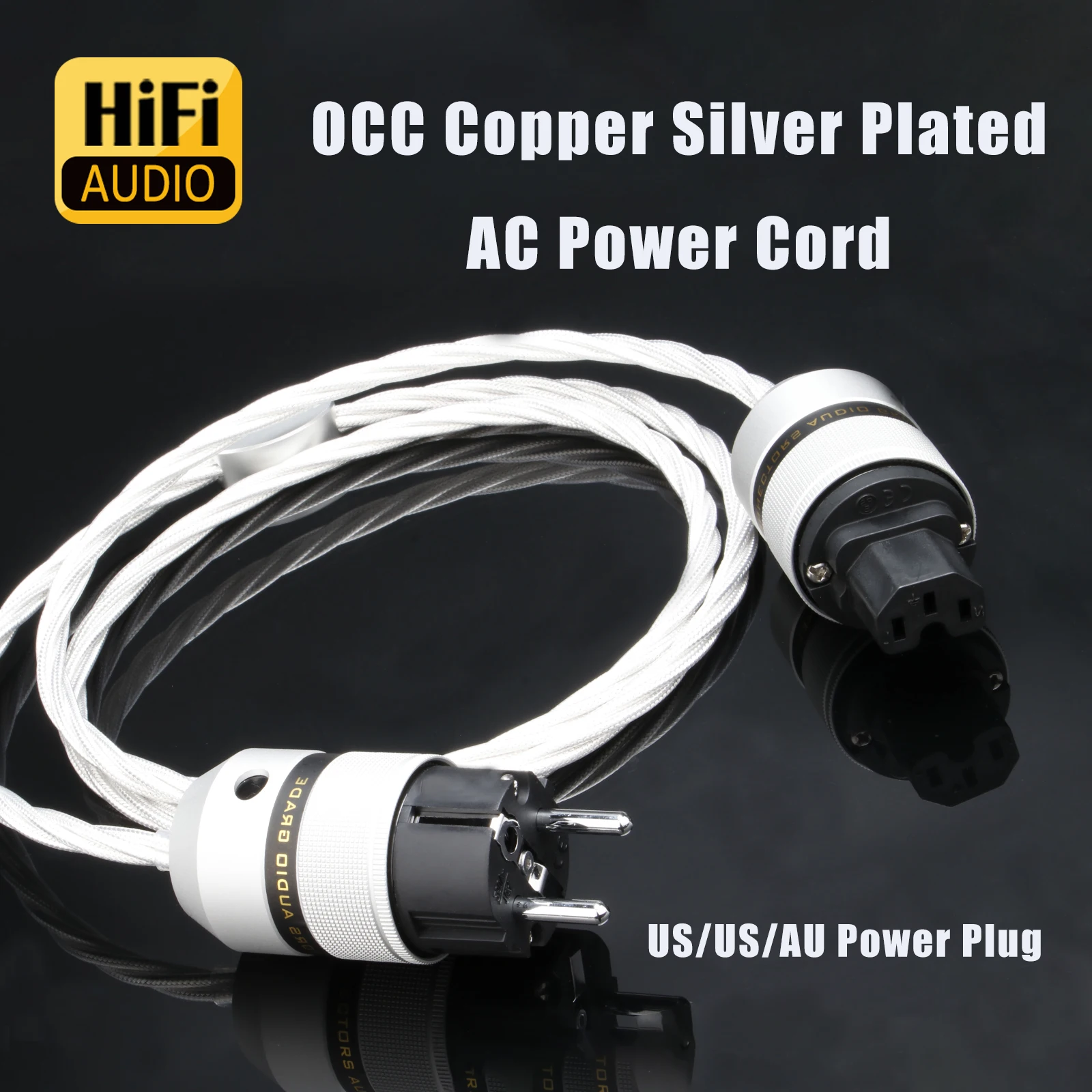 Hifi Power Cable 7N OCC Silver Plated Conductor Power Wire for Power Filters Dac Amplifier Audiophile EU/US/AU AC Power Cord