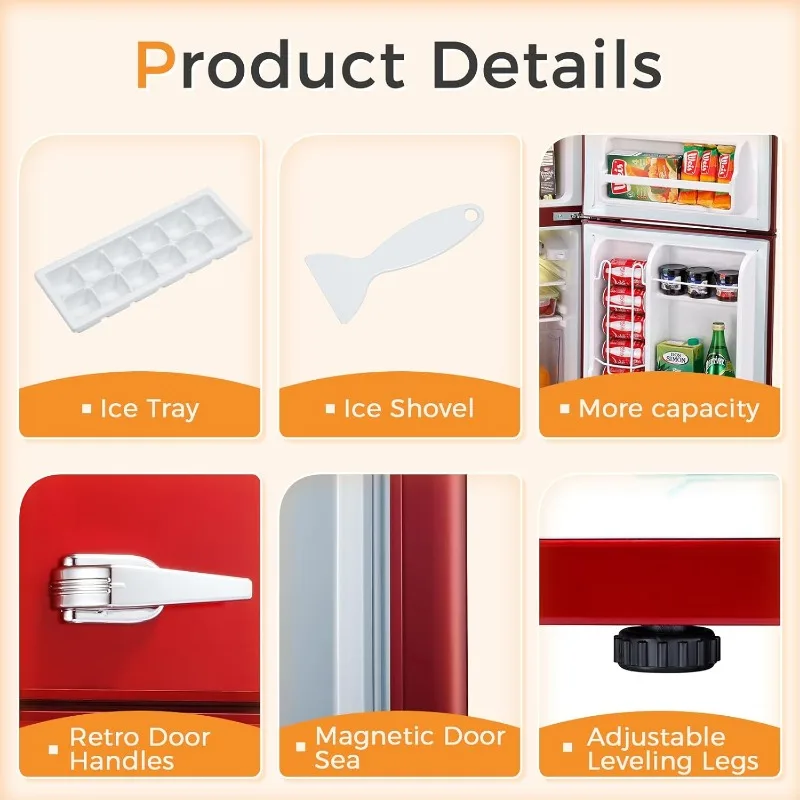 ثلاجة صغيرة مدمجة 3.2Cu.Ft. التيار المتناوب فقط 15 أمبير 115 فولت 60 هرتز تيار متردد منخفض الضوضاء سعة تخزين كبيرة