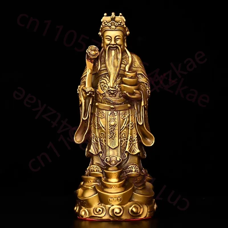 

Латунная статуэтка Бога богатства с слитком и жезлом Жуи - Лорд Чай (Тянь Цай Син Цзюнь) для привлечения удачи, популярности и благополучия в доме, для дома