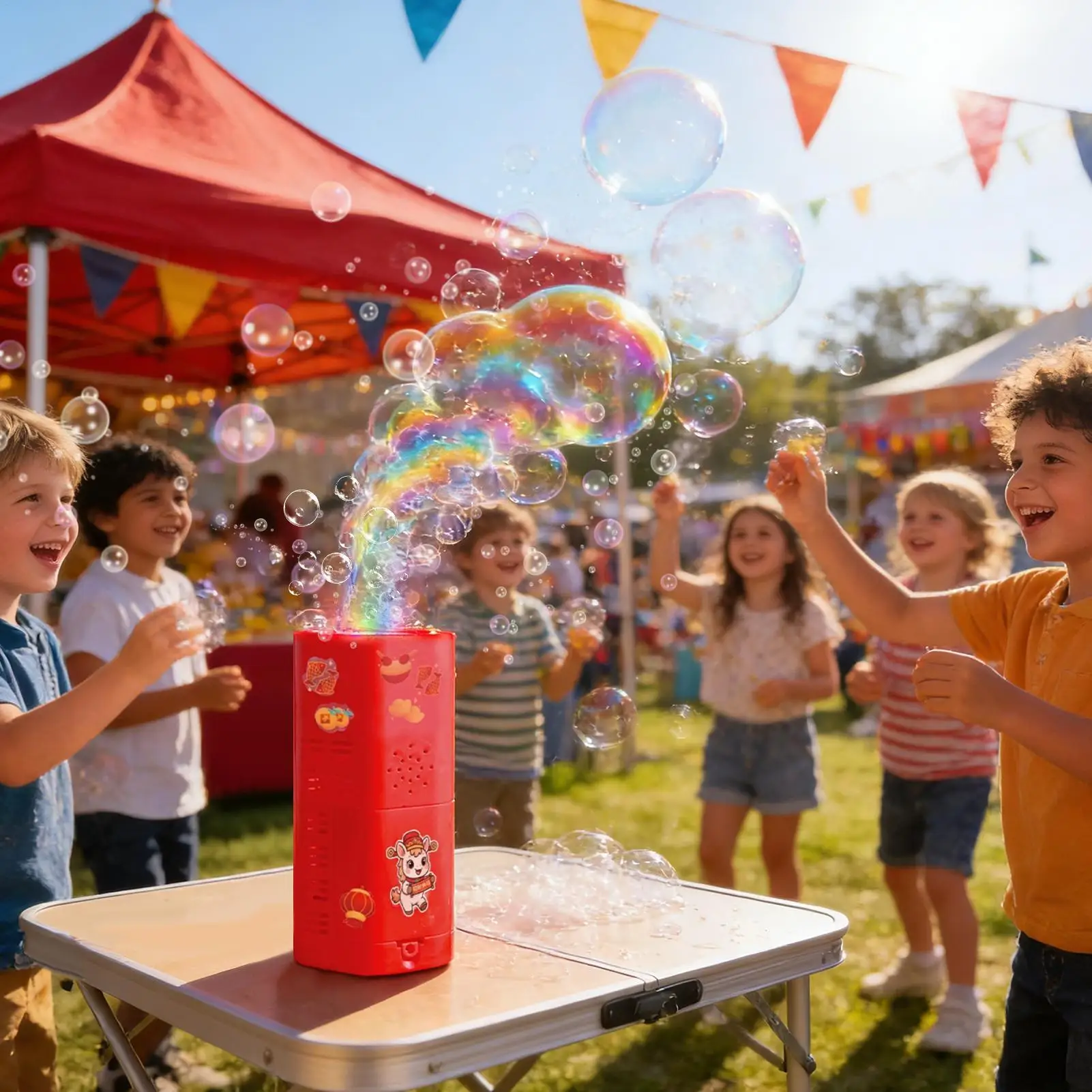 Seifenblasenmacher, rotierendes Jahr des Pferdes, Spiele mit leicht wiederaufladbarer automatischer Seifenblasenmaschine für Geburtstag, Weihnachten, Frühling