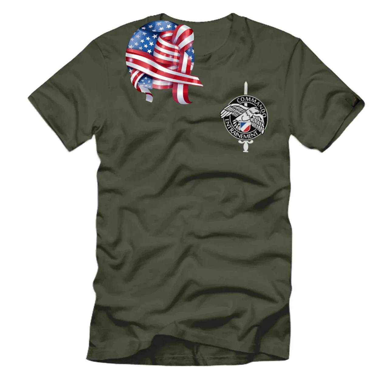 Abzeichen Commando Entrainement French Kommando Lehrgang T-Shirt. Baumwolle Kurzarm O-Ausschnitt Herren T-Shirt Neu S-3XL