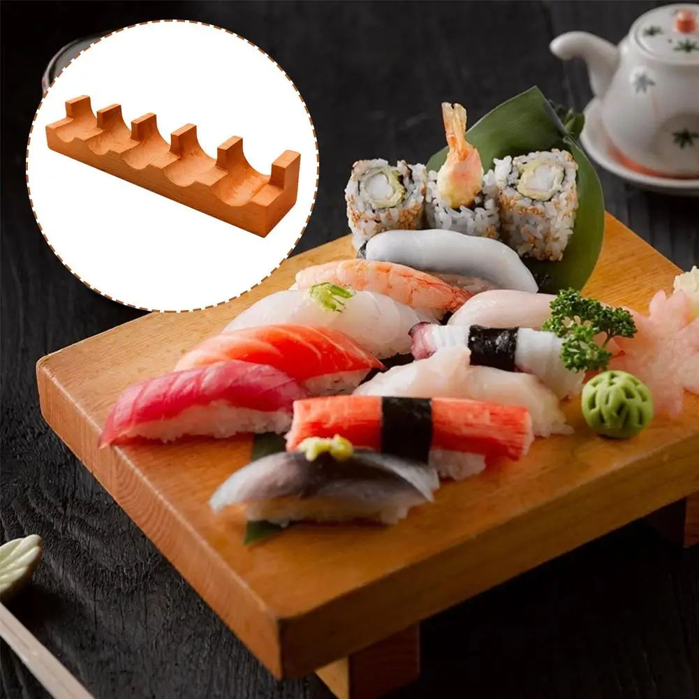 1/2/3/4 Grid Wooden Japanese Sushi Rack U-shape Taco Snack Food Holder Plate Cuisine Stand Sashimi Sushi Boat
