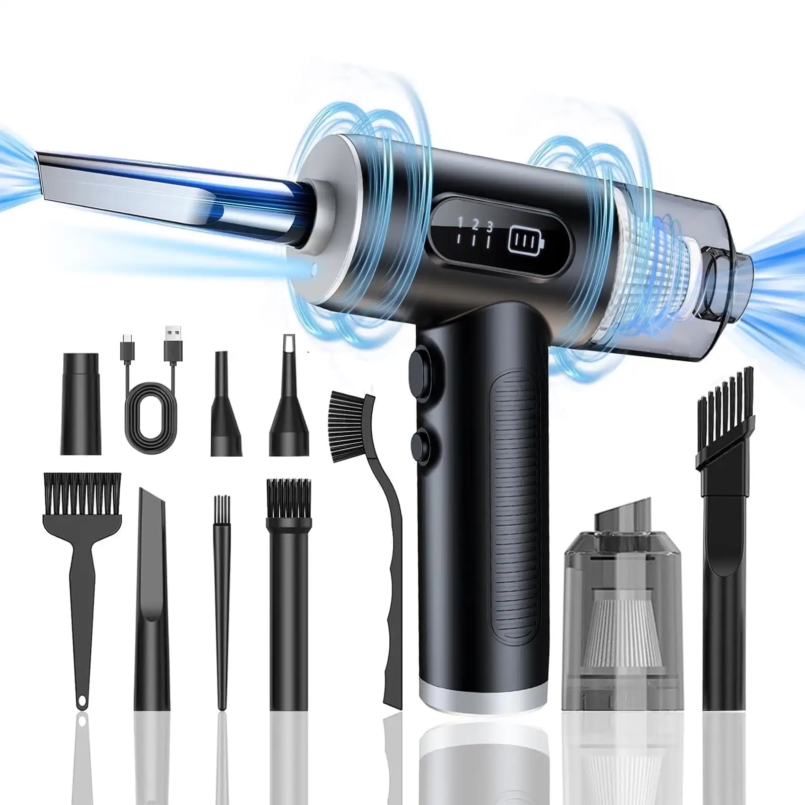 

Electric Air Duster, Powerful Compressed Air Blower for Electronics, Car Interior, Pet Hair, and Home Cleaning