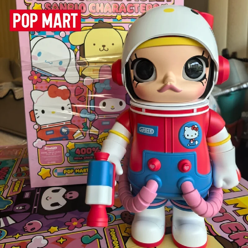 POP MART Mega Space Molly 400% Sanrio Family Series ฟิกเกอร์แอคชั่นอนิเมะ เฮลโล คิตตี้ ฟิกเกอร์น่ารัก เมโลดี้ คุโรมิ ของขวัญคริสต์มาสสำหรับเด็ก