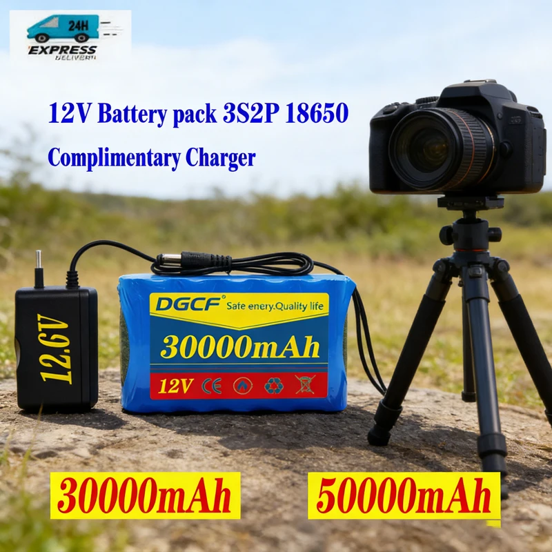 New 3S2P Protection Plate12V 50Ah Battery Pack 12V 5000mAh 18650 Lithium ion DC 12.6V Super Rechargeable Battery + Charger