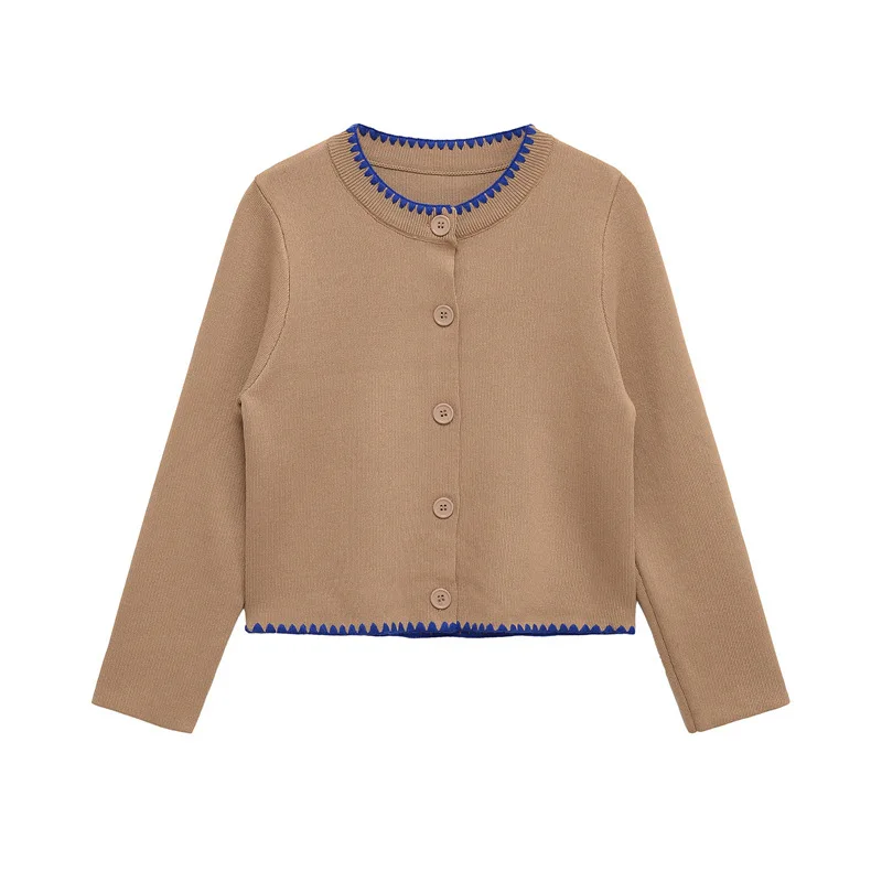 

Свободная трикотажная футболка с круглым вырезом, однотонная осенняя новая стильная женская мода, топ на голову в европейском и американском стиле