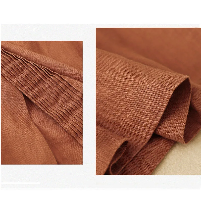 الصيف مطوي سبليت ميدي تنورة المرأة تنوعا ألف خط القطن الكتان تنورة السببية زر مرونة عالية الخصر التنانير