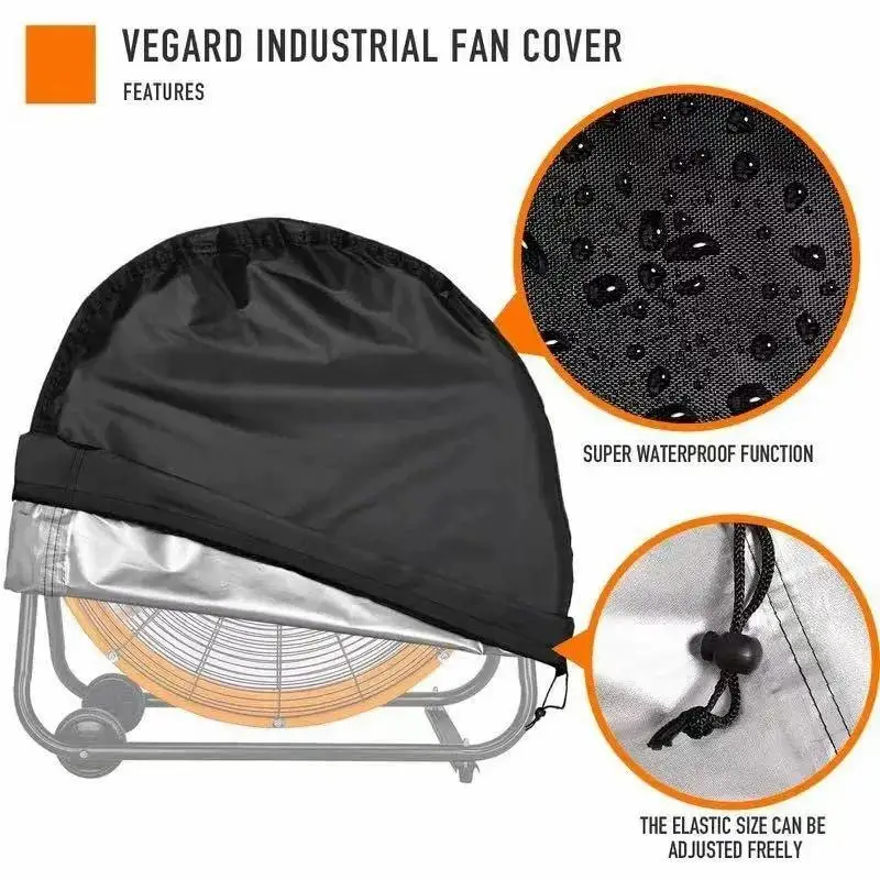✰✪Industrial Outdoor Fan Cover Oxford Fabric Silver Coated Waterproof UV Dust Proof Universal Fit Heavy Duty Protective Case