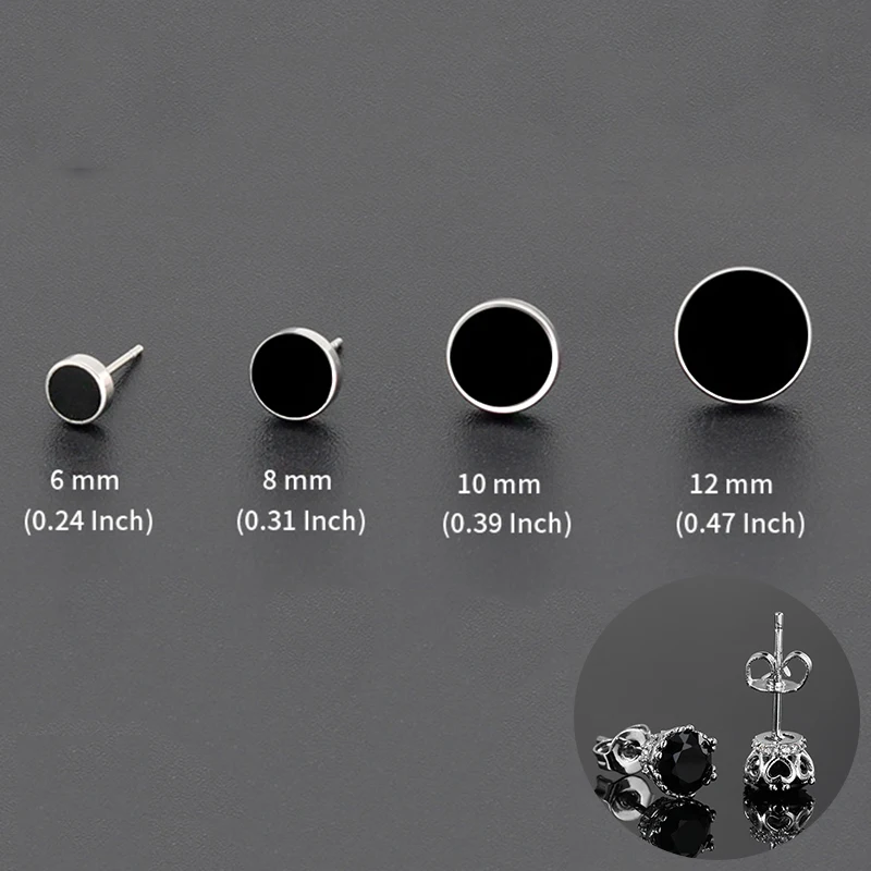 Trendy HipHop Titan Stahl Runde Herren Ohrstecker Hippie Edelstahl Schwarz Tropfen Ohrringe für Männer Paar Piercing Schmuck