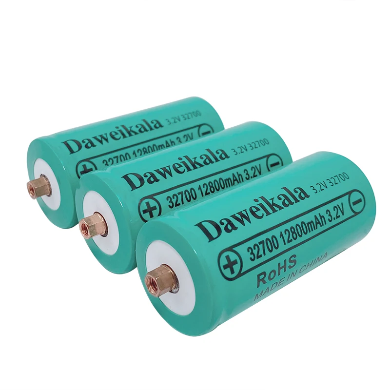 Daweikala New 32700 12800mAh 3.2V Lifepo4 Rechargeable Battery Professional Lithium Iron Phosphate Power Battery with Screw