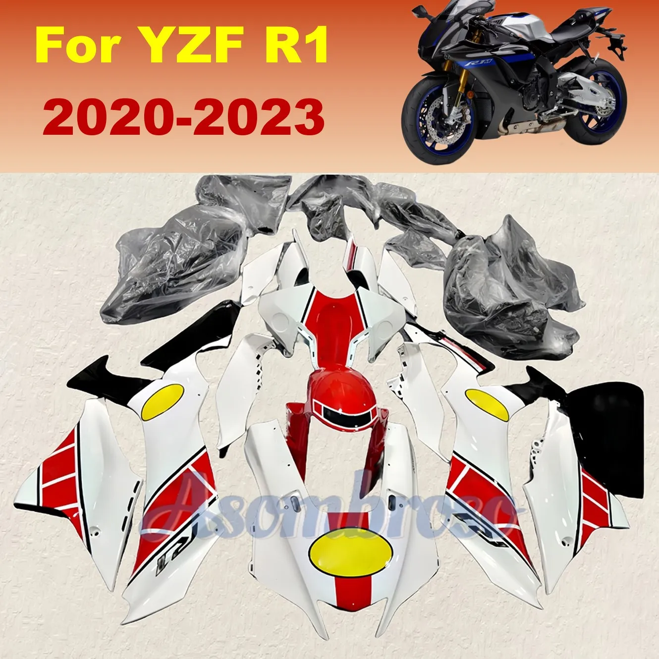 Style Fairing Kit ﻿for Yamaha YZF R1 2020 2021 2022 2023 YZFR1 20 21 22 23 YZF-R1 red white Bodywork set