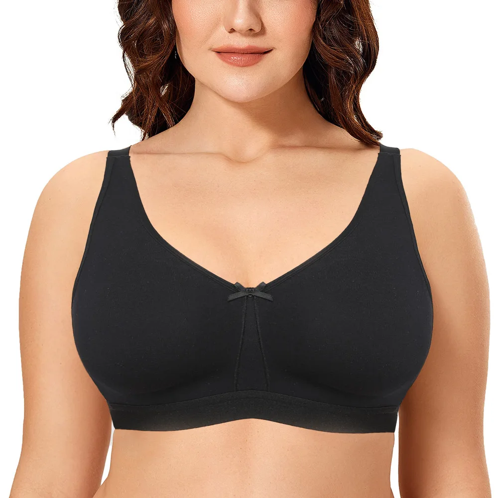 New Plus Size Bras For Womens Adjusted-straps Underwear Cotton Wireless Full Cup Ultra-thin Woman Underwear B C D E F G H I