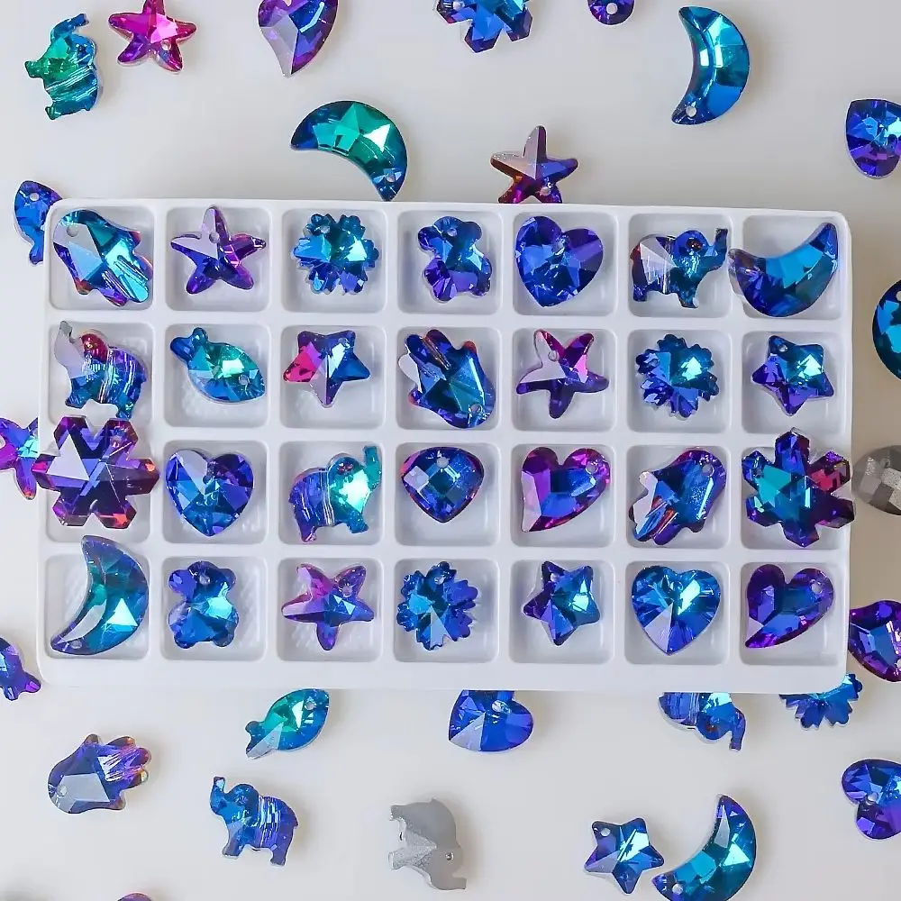 ZHUBI 20 stücke Österreich Kristall Herz Anhänger Blau Farbe Glas Lose Charme Perlen Für DIY Herstellung Von Schmuck Hand Zubehör