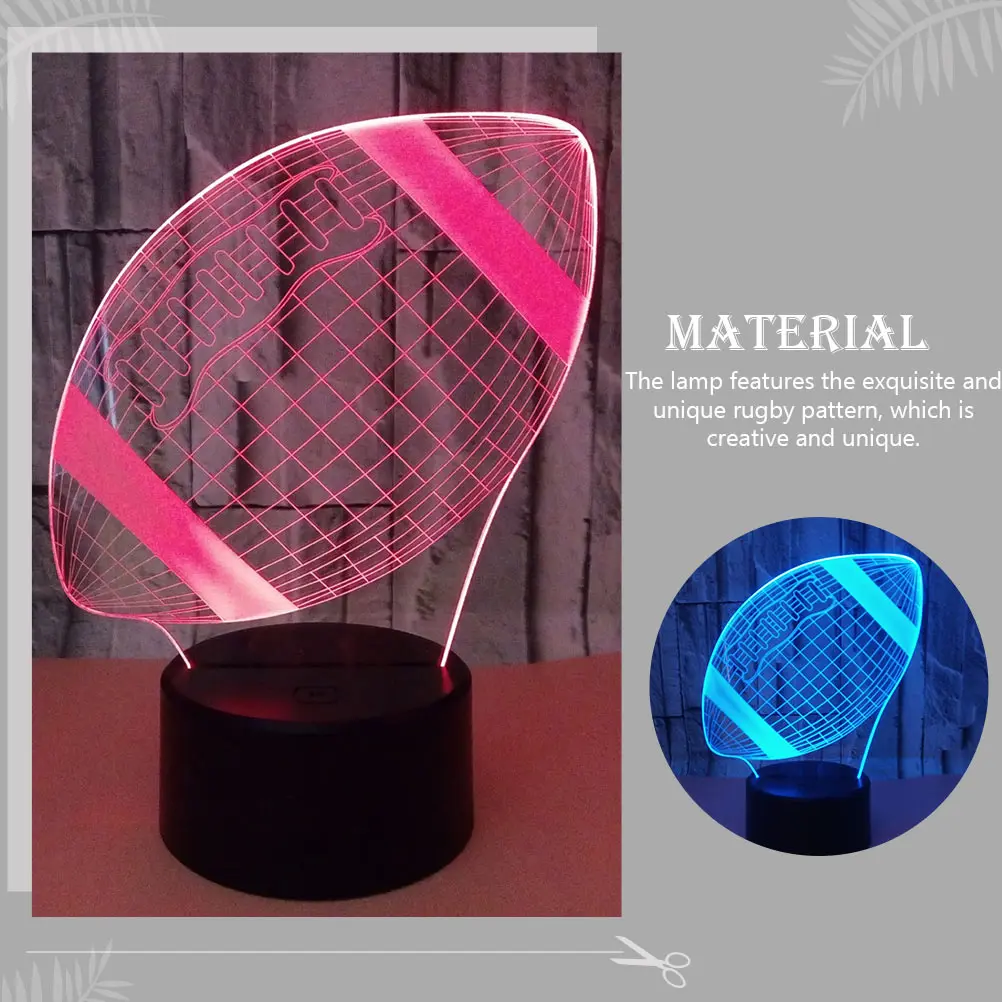 1Set Led Small Table Lamp 3D Rugby Lighting Effect Change Night Light For Bedroom Desktop Decor Party Indoor Use