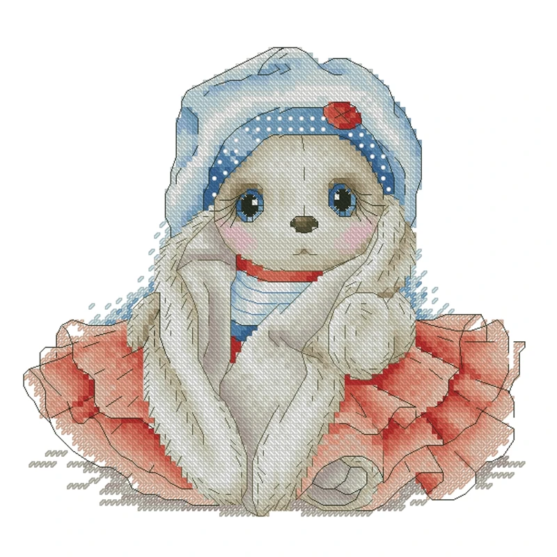 Cross Stitch Kit Sea Sailor Rabbit 28ct 18ct 14ct 11ct can be Customized Printed Cloth hand Embroidery Material Kit