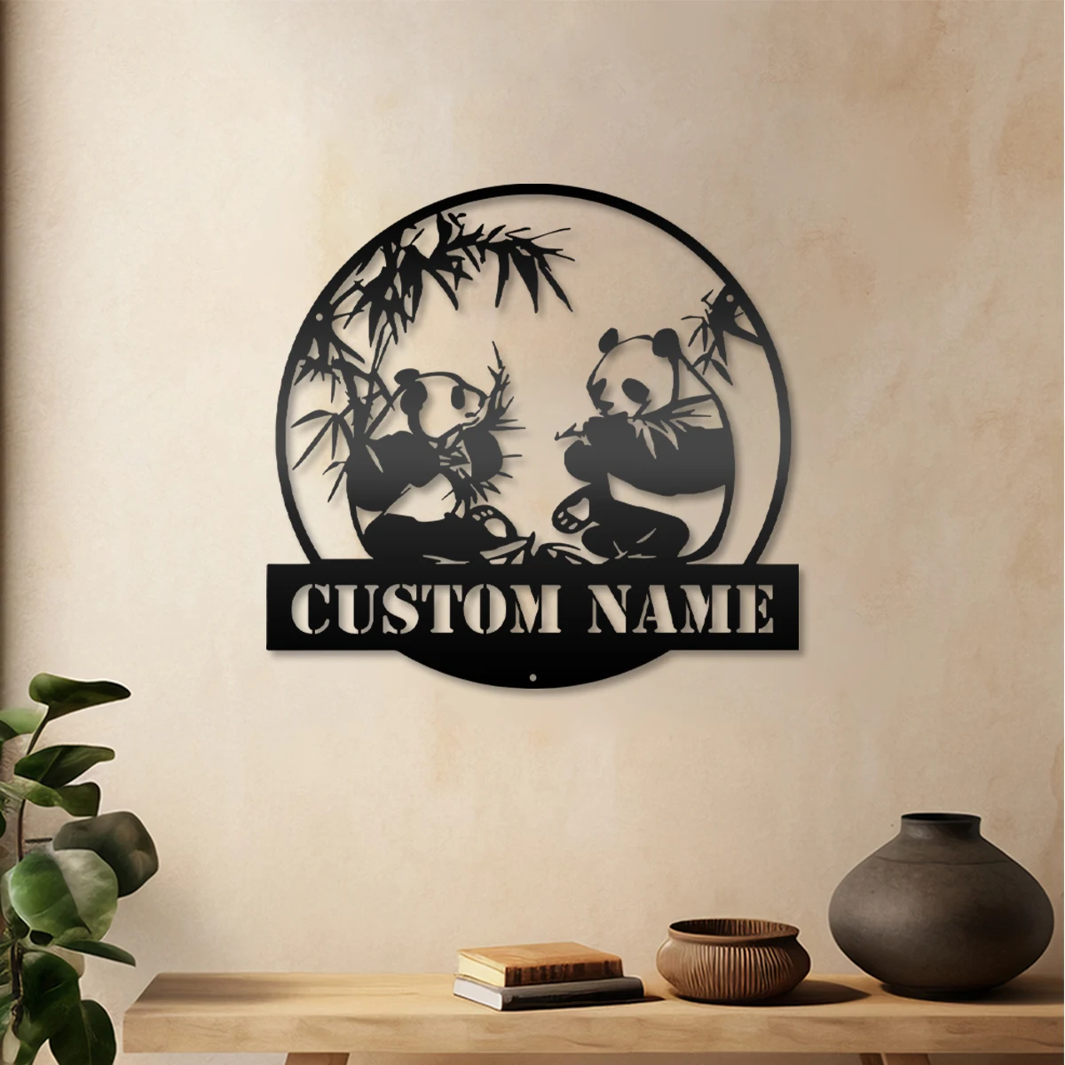 1pc Pandas lovely funny Personalized name Iron Wall Signs Metal Wall Plaque For Home Decor Living Room Bedroom