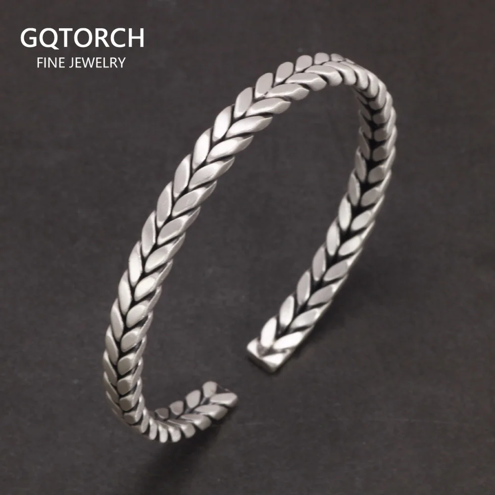 

Hand Braided 999 Sterling Silver Women's Cuff Simple Braided Bracelet Vintage Matte Fine Jewelry