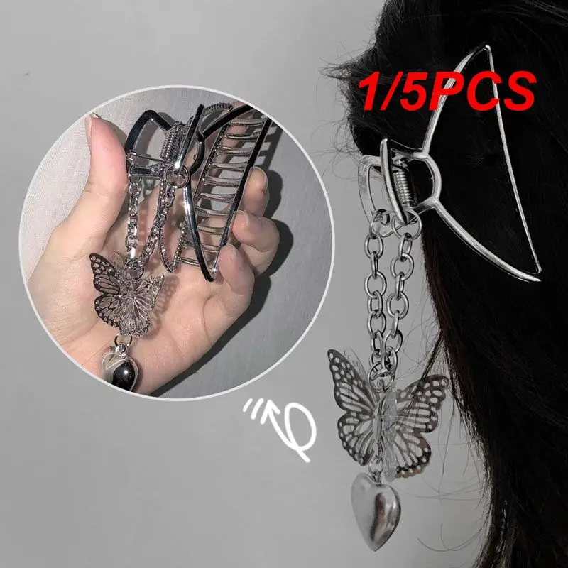 1/5PCS Butterfly Trendy Eye-catching Fashionable Must-have Exquisite Best-selling Metal Hair Clip With Charm Fashion Pendant