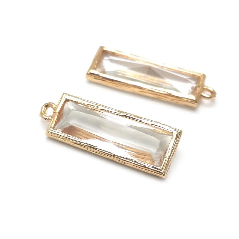6 Piezas de Dijes Rectangulares de Latón y Cristal en Color Oro de 18K, para Collares, Pendientes, Accesorios de Joyería DIY, Sitio Web Oficial de Rosediy
