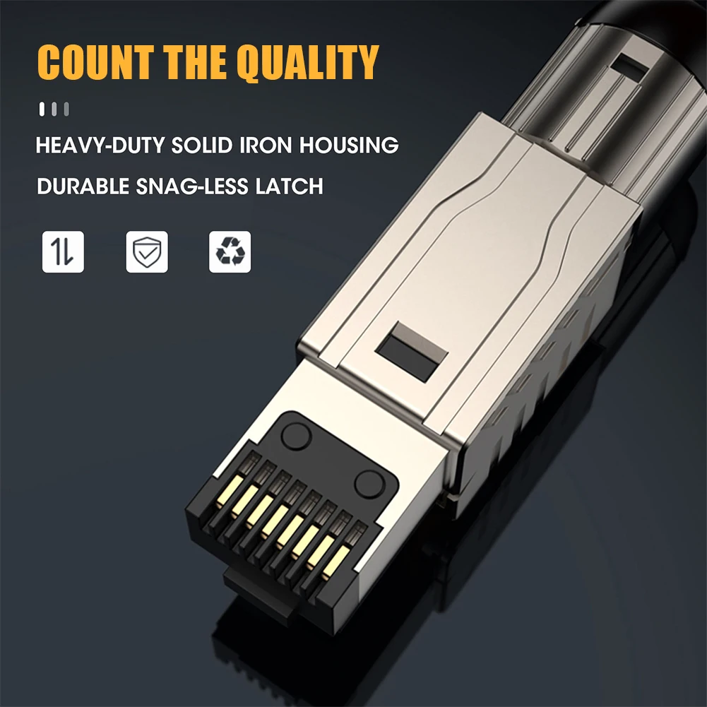 RJ45 Cat8 Cat7 Cat6A Connectors RJ45 Metal Tool Free Easy Termination Plug 2000MHz 40G High-speed LAN Cable 22AWG - 24AWG