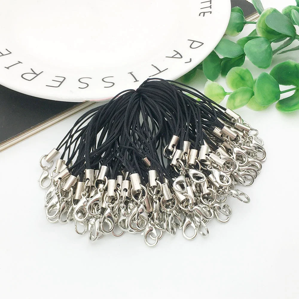 100Pcs Black Lanyard Lobster Clasp Lariat Cord Strap for Cellphone/USB Drive/Keychain/DIY Jewelry