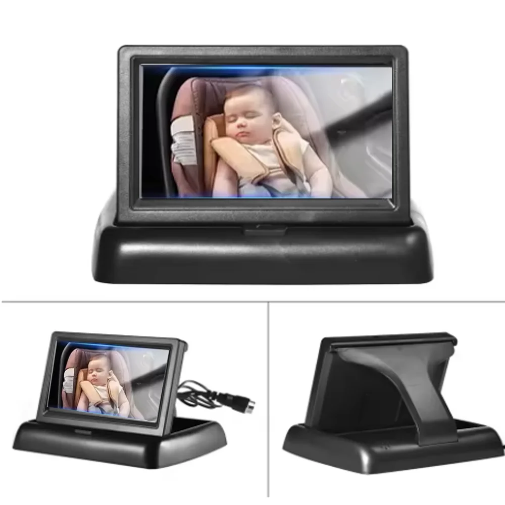 Rear View Monitor 4.3 inch CCD HD Screen Baby Car Mirror Adjustable Wide View Angle for Infants Kids Pets Night Vision Function