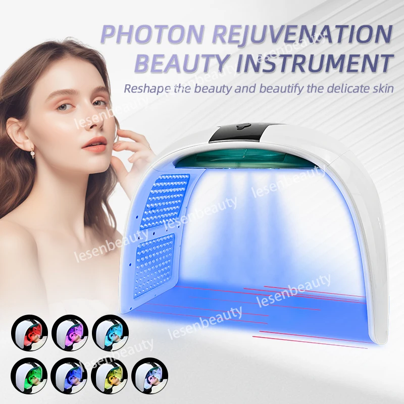 Multifunction 7 color skin rejuvenation pdt led light therapy machine with mist spray red light led facial mask beauty machineEU