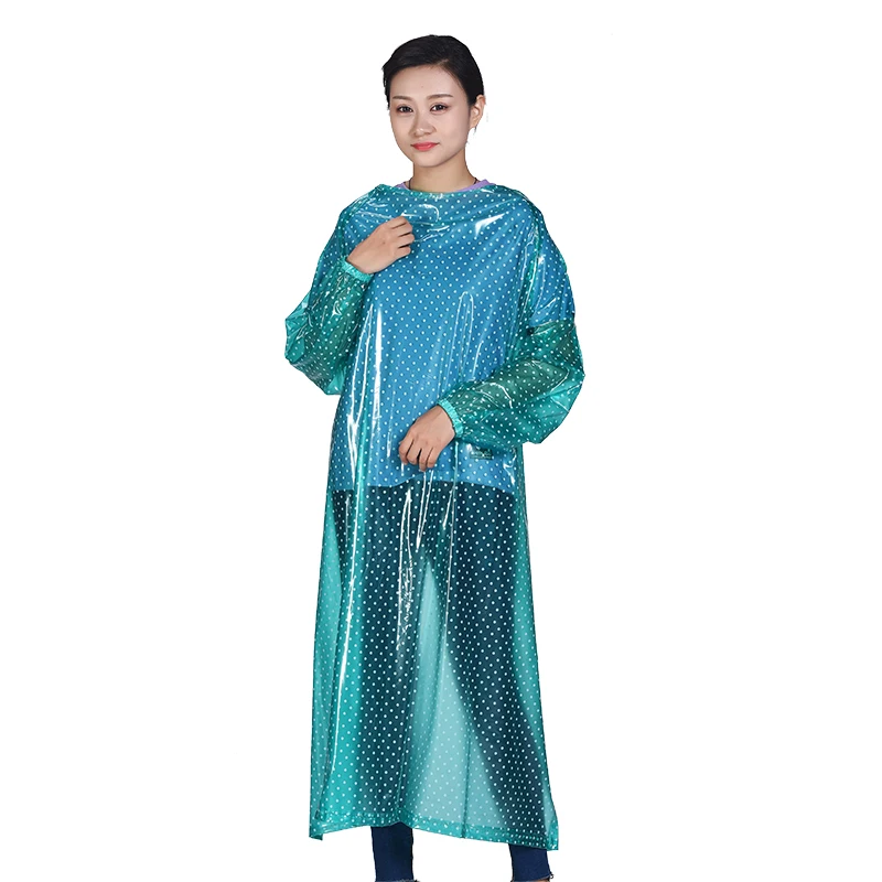 Porcha Transparent O Neck Long Sleeve Waterproof Rainproof Apron Design Raincoat Length 1.2meter