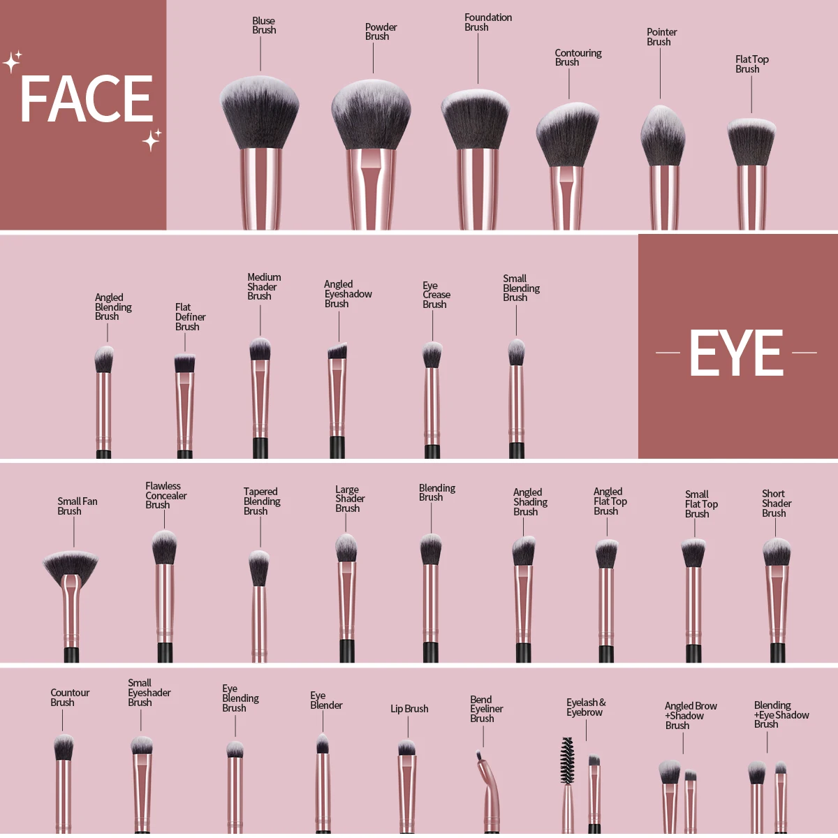 MAANGE 30PCS Professional Makeup Brush Set Eye Face Cosmetic Foundation Powder Blush Eyeshadow Blending Makeup Brush Beauty Tool