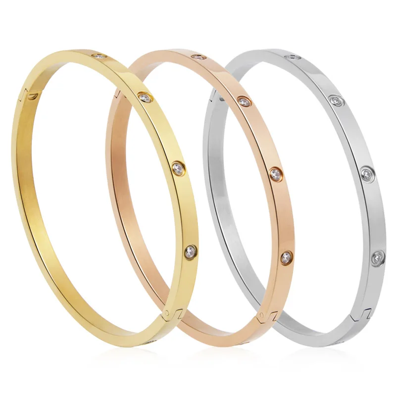 Beautiful Lovers Bracelets Woman Bracelets Stainless Steel Bangles and Bangles Cubic Zirconia Golden Woman Jewelry Gifts image 4