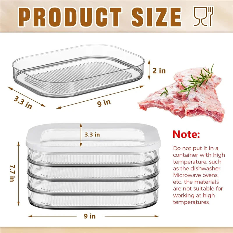 B59B-For Fridge Storage Container For Meat- 4-Layer& 2-Layer Stackable Lunch Design With Lid For Cold Cuts