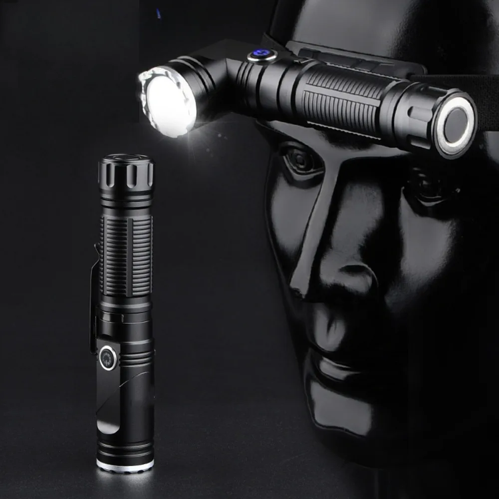 High Power Headlight 90° Rotation Flashlight Waterproof Torch Hunting Camping Fishing Hiking Lighting Lamp with Tail Magnet