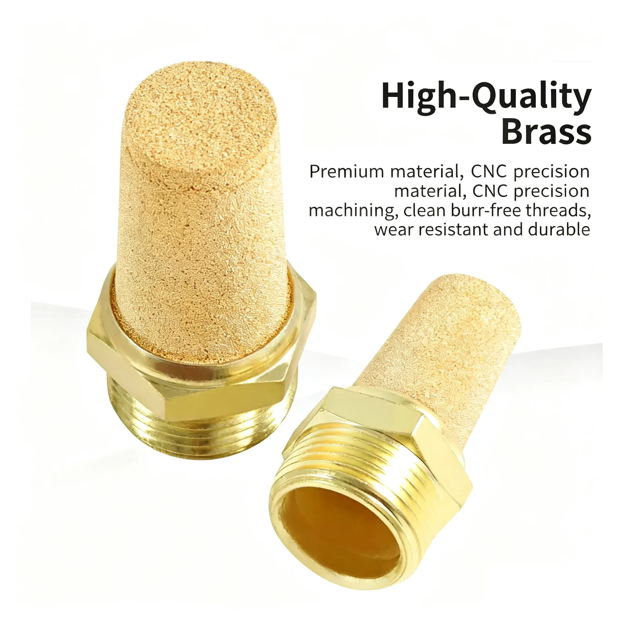 10P/50PCS Pneumatic Brass Exhaust Muffler Filter Copper Noise Reduction Accessories for Air Tools M5 1/8' 1/4' 3/8' 1/2' 1/8'