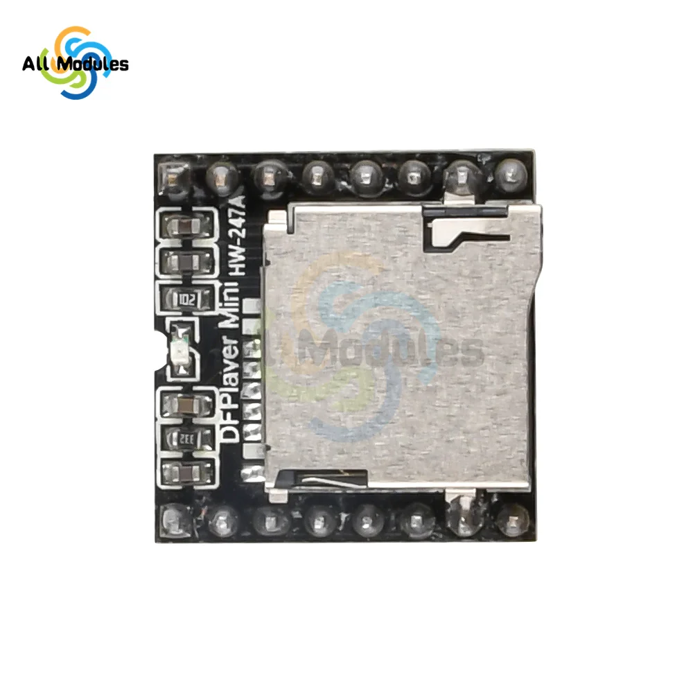 2 Buah Modul Pemutar MP3 Mini Papan Dekode Suara MP3 Mendukung Kartu TF U-disk IO/Port Serial/AD untuk Arduino Kit DIY