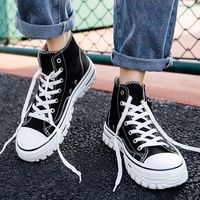 Black high top man sneaker casual brand canvas sneakers men's shoes platform breathable summer shoes man 2024 male vulcan shoes