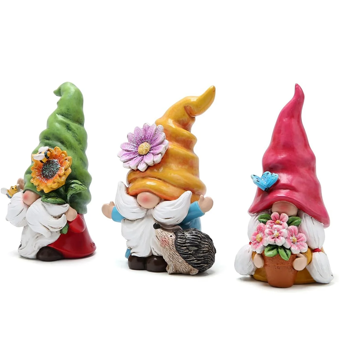 Set of 3 Spring Gnome Decorations Flower Gnomes Ornaments Decor Summer Gnomes Figurines Spring Gnomes for Garden Decor