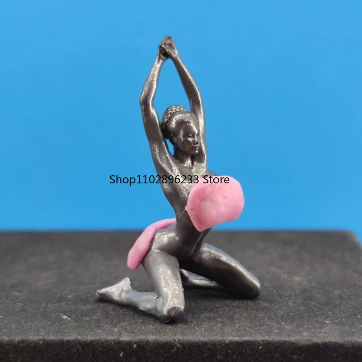 Vintage Style Solid Pewter Nude Female Stretching Miniature Art Statue Figurine