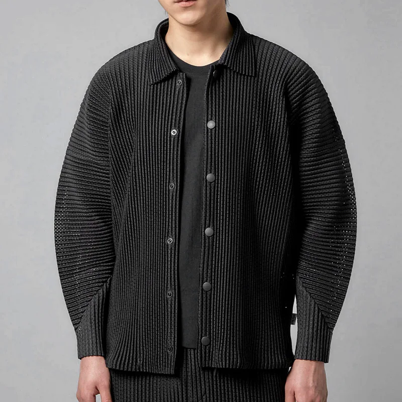 ISSEY new basic style drape-like mesh sleeveless sun protection shirt with pleated and wrinkled design for casual wear