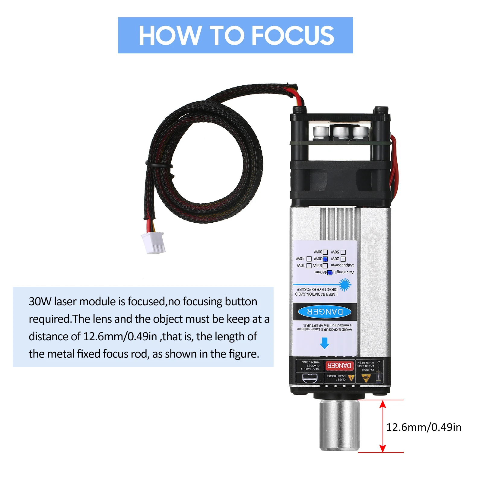80 واط 40 واط وحدة الليزر 450nm النقش بالليزر رئيس قابل للتعديل البعد البؤري لآلة الحفر بالليزر آلة قطع جهاز التوجيه باستخدام الحاسب الآلي #4