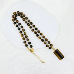 New Natural Tiger Eye Stone Pendant Necklaces Simple Trendy Handmade Beaded Necklace For Women Cubic Zirconia Jewelry Best Gift