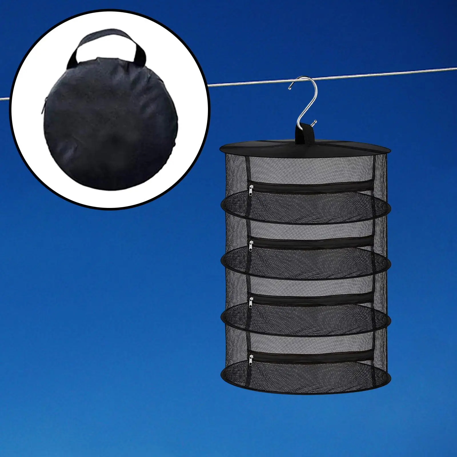 

Herb Drying Rack with Zippers Hanging Mesh Foldable Hanging Basket Dry Net