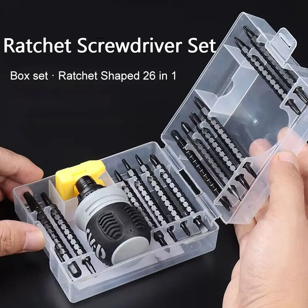 Ratchet Screwdriver Set Mini Rotating Handle Dual-purpose Batch Head Telescopic Screwdriver Detachable Hand Tool Set