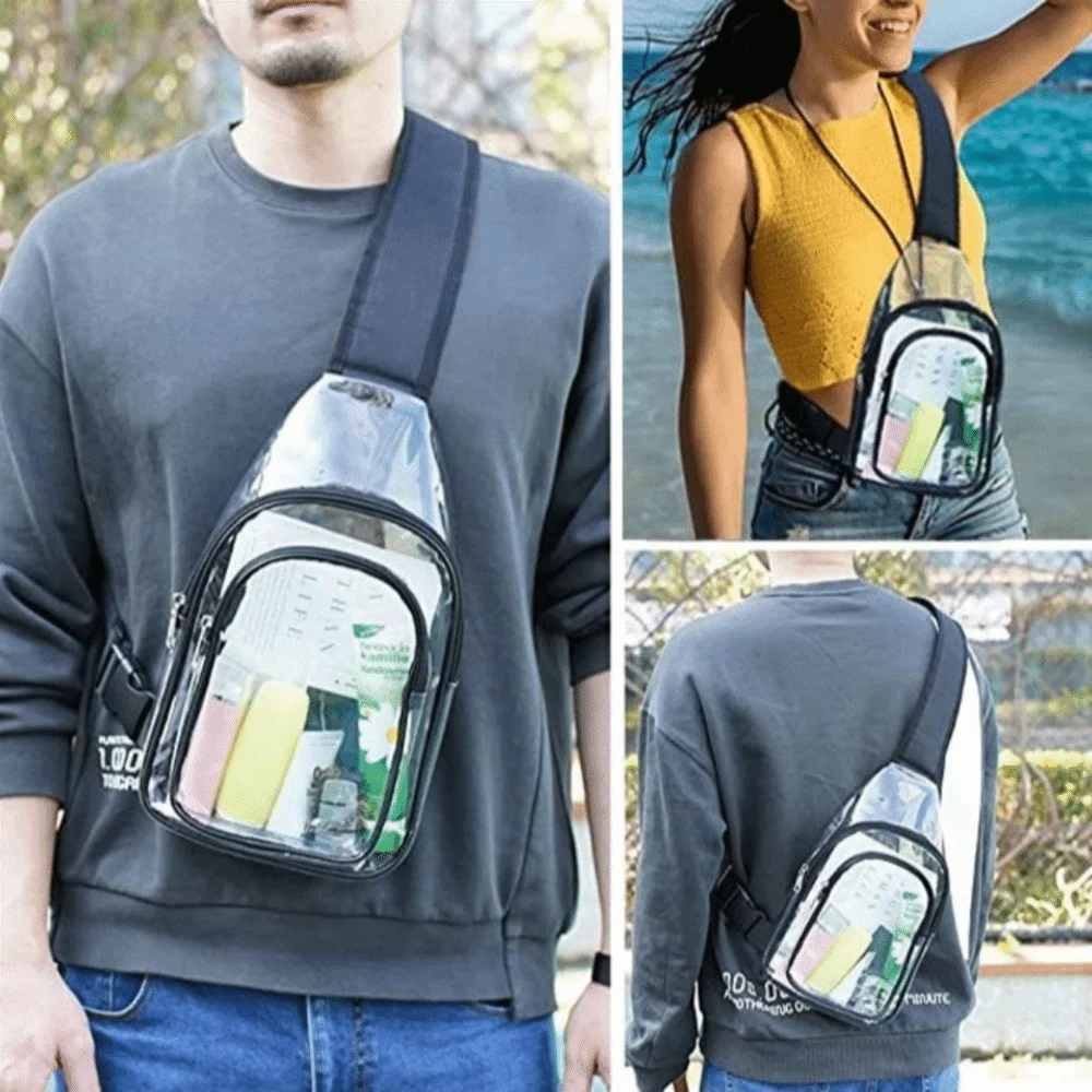 

Прозрачная сумка через плечо большой вместимости, легкая, водонепроницаемая, многофункциональная нагрудная сумка из ПВХ, спортивная сумка на одно плечо