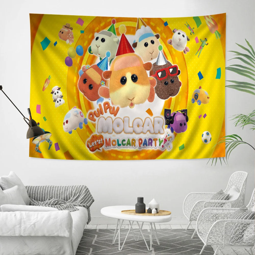 PUI PUI MOLCAR Colorful Tapestry Wall Hanging Hippie Flower Wall Carpets Dorm Decor Japanese Tapestry