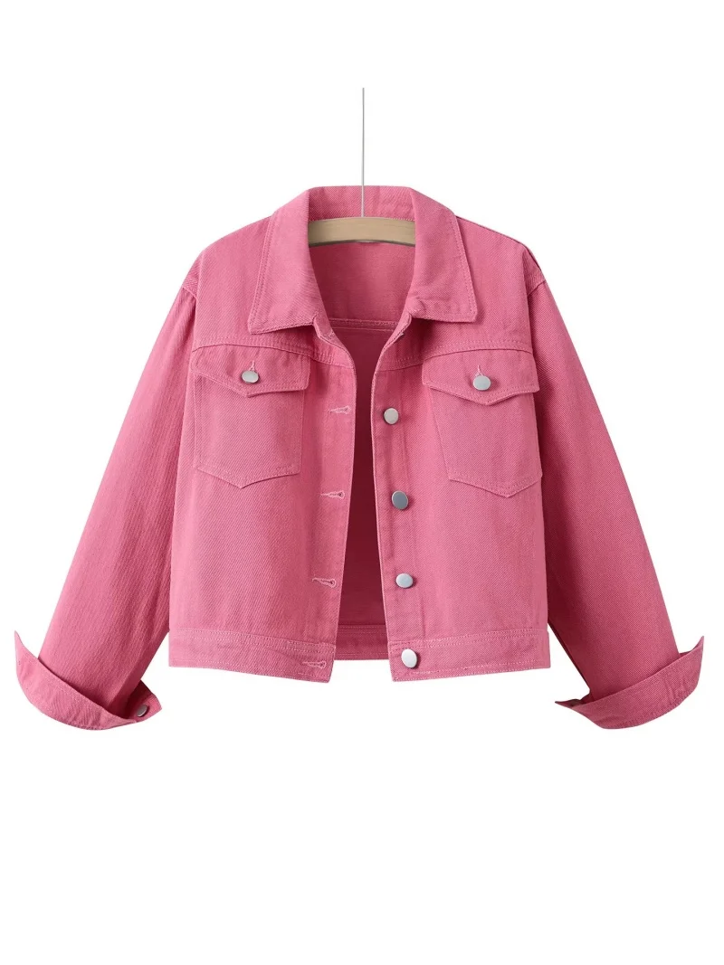 

Women's Pink Denim Jacket 2026 Korean Style New Retro Loose Casual Short Spring Autumn Jacket Versatile Top (W1987)