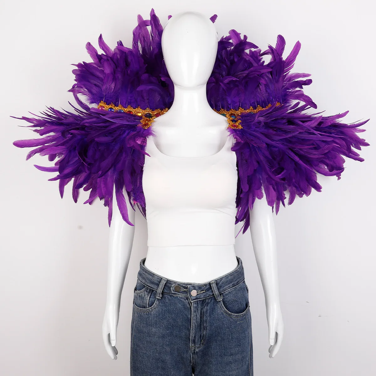 Feder Schal Halloween Karneval Kostüm Runway Leistung Ball Weste Schal Mantel Party Schal Cosplay Frau Schal – Detail 10