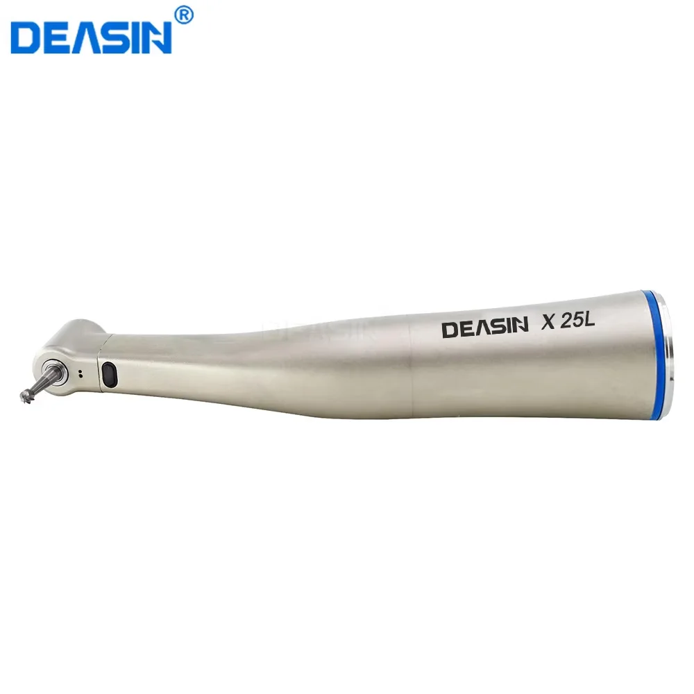Dental Low Speed Handpiece Contra Angle Blue Ring X25 X25L 1:1 Internal Water Spray Fiber Optical Handle
